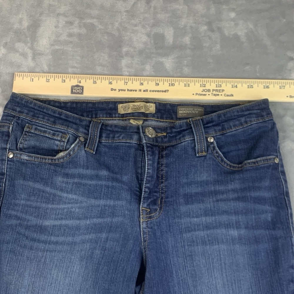 Nine West Vintage America Boho Bootcut Jeans 12/31 Blue Stretch Casual Whiskered - Picture 8 of 14